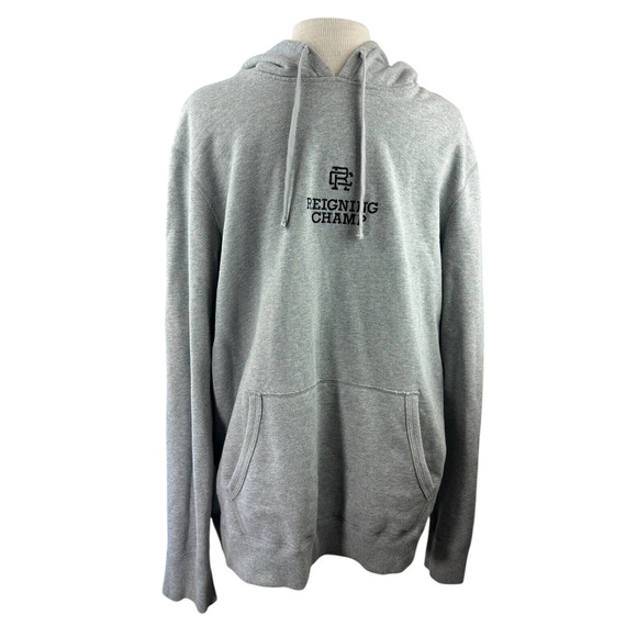 Reigning Champ Lockup Pullover Hoodie Heather Grey Spellout Sweatshirt XL *Flaw - Picture 3 of 15